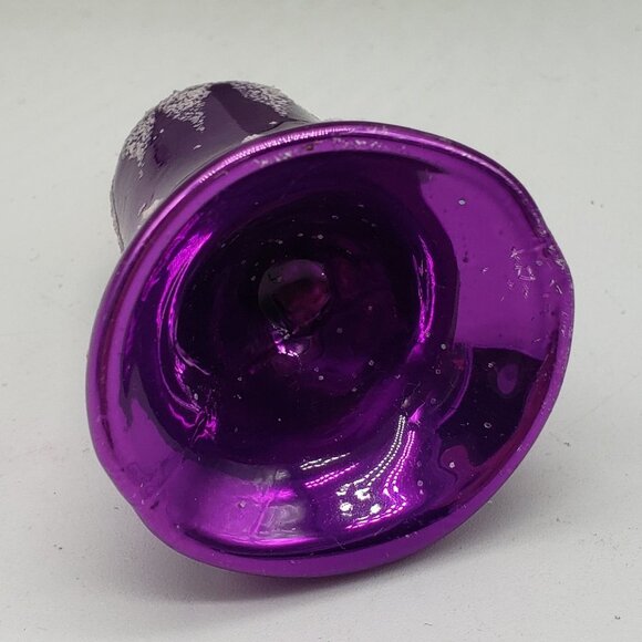 Glass Purple Bell Ceramic Blue Snowman Resin Purple Santa Mix Trio Ornament Set - Picture 5 of 11